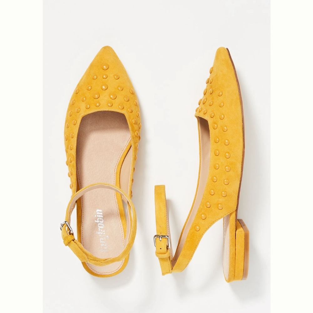 Anthropologie Farylrobin Studded Suede Slingback Flats Size 7